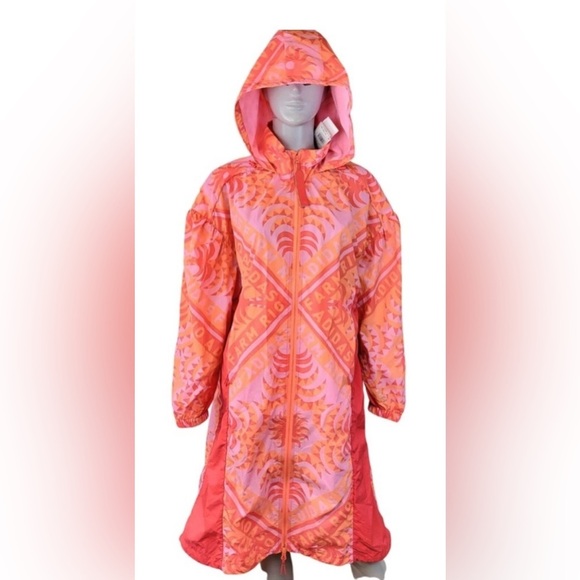 FARM RIO ADIDAS LONG JACKET WINBREAKER
TROPICAL COAT PINK RED TOMATO SOCCER MED - Picture 7 of 12